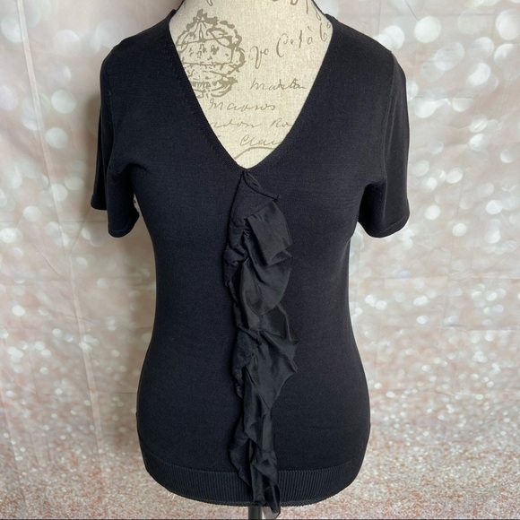 𝅺COLDWATER Creek Silk Cotton Ruffle Sweater - Picture 1 of 7